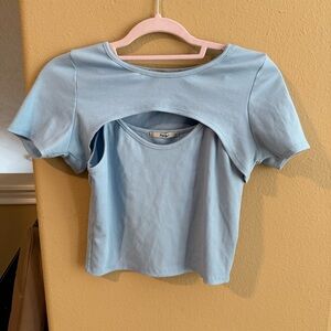 Light Blue Women's Two Piece Top